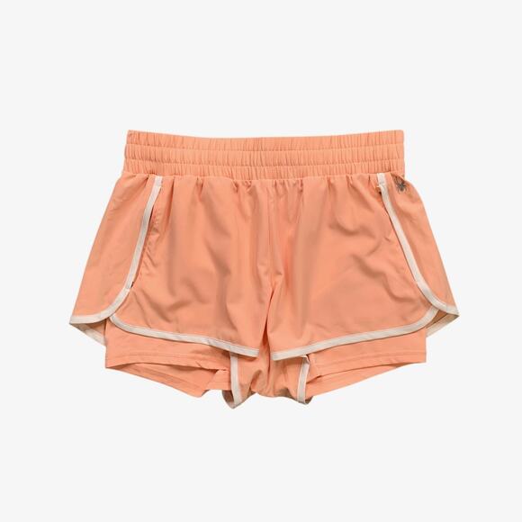 Spyder Shorts Womens M Medium Peach White Trim Stretch Woven Layered Tulip Hem - Picture 1 of 12